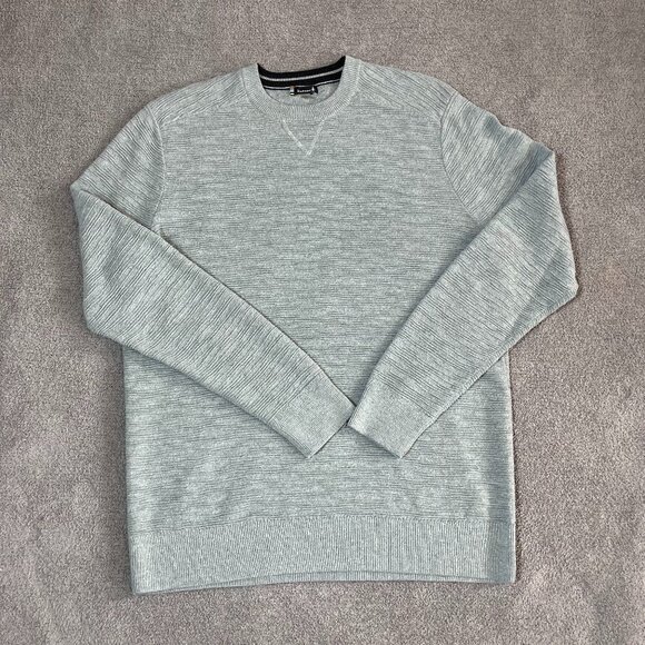 Smartwool Brookline Crew Sweater Gray Textured Wool Blend Pullover Men's Large - Picture 1 of 5